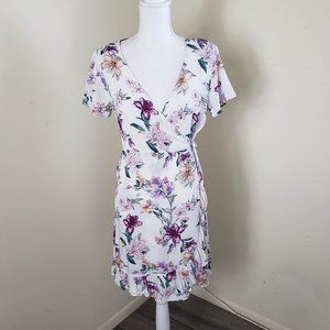 Real Clothing Summer Floral Wrap Dress White Small